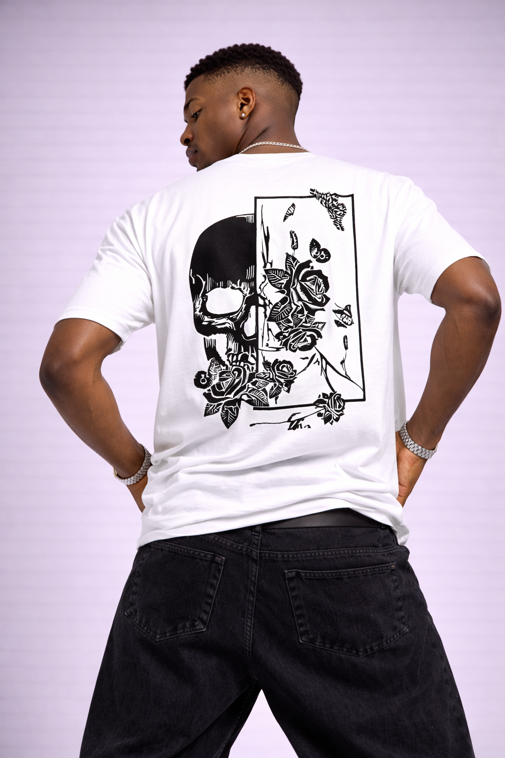 SKULL AND ROSES - OVERSIZED TEE